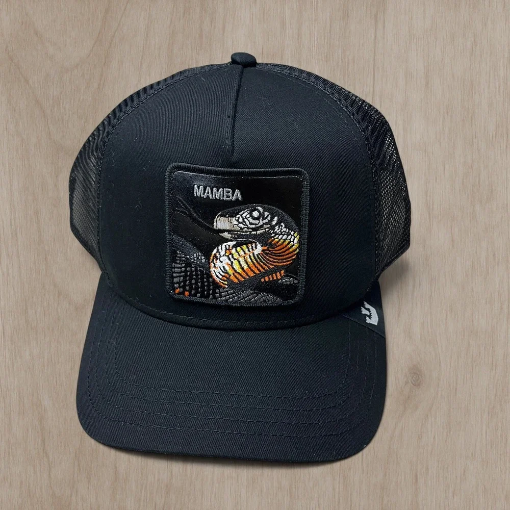 Goorin Bros The Farm Mamba Snake Trucker Hat Black Mesh Snapback Cap 101-0391